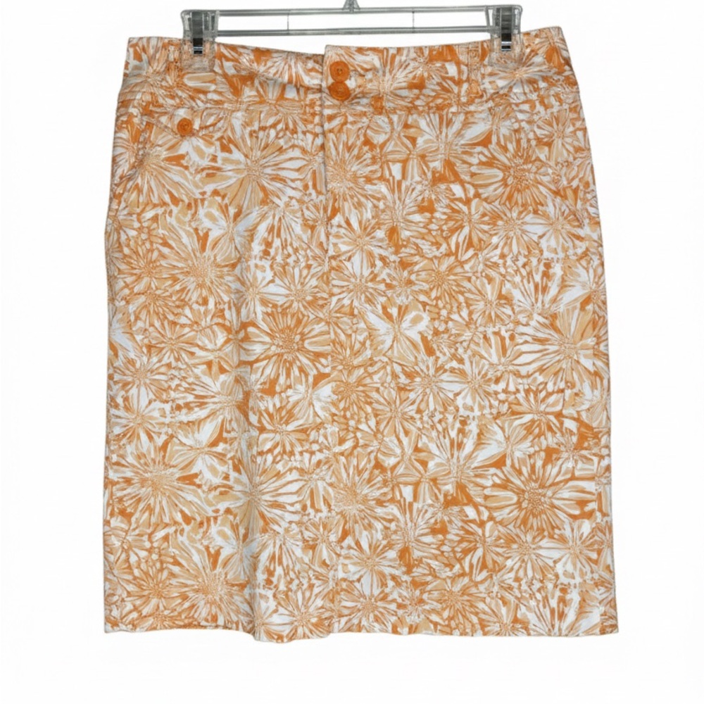 Pappagallo Vibrant Orange and White Floral Skirt - Picture 1 of 6